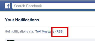 facebook notifications rss link